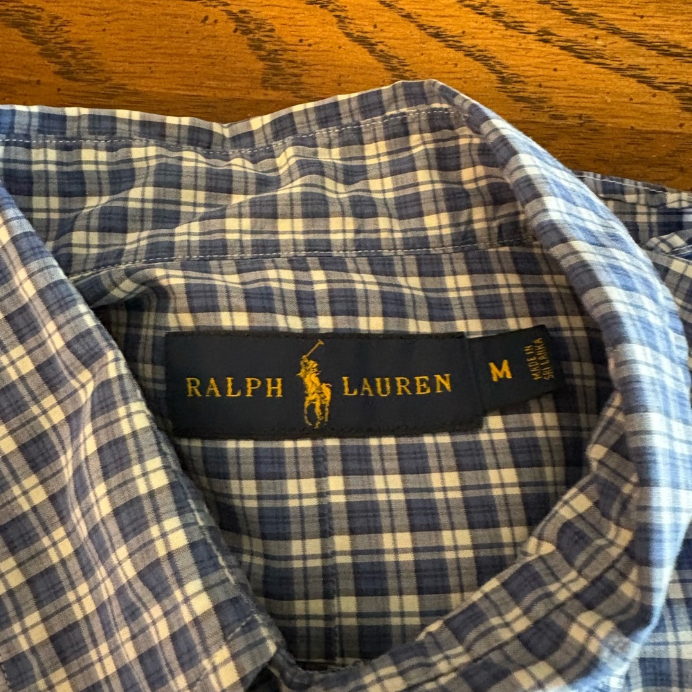Ralph Lauren Navy and White Plaid Men's Shirt - Picture 2 of 2